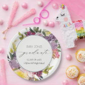 Chic Burgundy Yellow Pink Foto Abschluss Pappteller (Party)