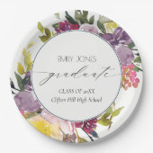 Chic Burgundy Yellow Pink Foto Abschluss Pappteller (Vorderseite)