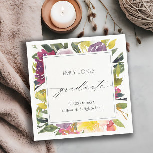 Chic Burgundy Yellow Pink Foto Abschluss Serviette