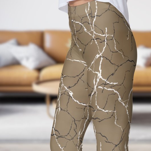 Chic Burlywood und Schwarz-weißes Fracture-Muster Leggings