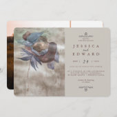 Chic Burnt Ombre Foto Hochzeit der Wasserfarben Einladung (Vorne/Hinten)