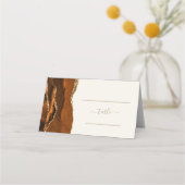 Chic Burnt Orange Gold Agate Ivory Wedding Table Platzkarte (Vorderseite)
