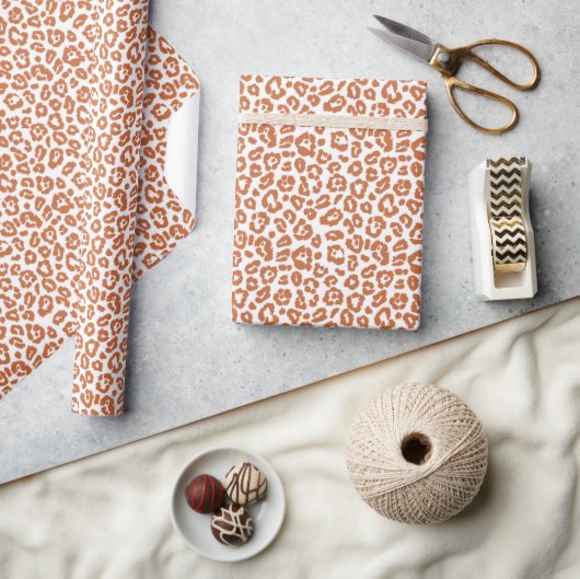 Chic Burnt Orange Leopard Druckmuster Geschenkpapier (Basteln)