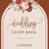 Chic Burnt Orange Pampas Grass Boho Arch Wedding Gästebuch