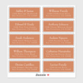 Chic Burnt Orange Wedding Guest Address Labels (Blatt)