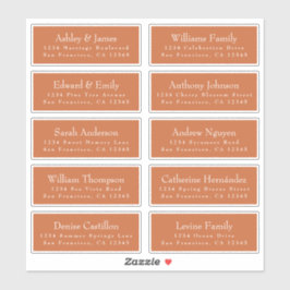 Chic Burnt Orange Wedding Guest Address Labels