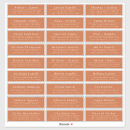 Chic Burnt Orange Wedding Guest Address Labels