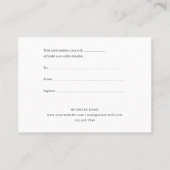 Chic Business Holiday Gold Script Geschenkgutschei Rabattkarte (Rückseite)