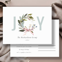 Chic Business Joy Winter Wreath Corporate Logo Feiertagspostkarte