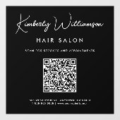 Chic Business Name Signature Script QR Code Black Fensteraufkleber (Blatt)