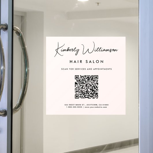 Chic Business Signature Schrift QR Code Rosa Fensteraufkleber