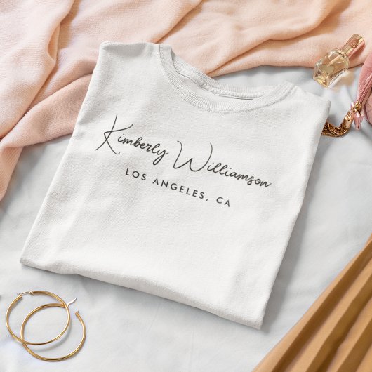 Chic Business Signature Script weiß T-Shirt