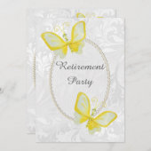 Chic Butterflies Damask Rentirement doppelseitig Einladung (Vorne/Hinten)
