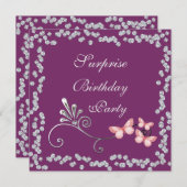 Chic Butterflies & Diamonds Überraschung Geburtsta Einladung (Vorne/Hinten)