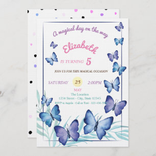 Chic Butterflies Polka Dots Geburtstag Einladung