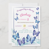 Chic Butterflies Polka Dots Geburtstag Einladung (Vorderseite)