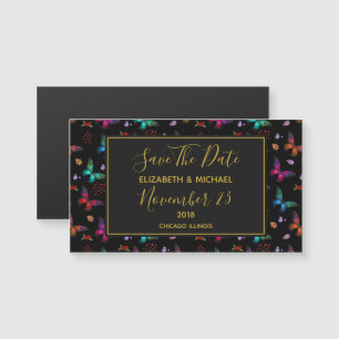 Chic Butterflies Wedding Save the Date Magnetkarte