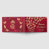 Chic Butterfly Gold Red Quinceñera Mis Quince Gästebuch (Voll)