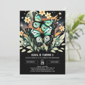Chic Butterfly Wings Geburtstag Einladung (Stehend Vorderseite)