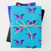 Chic Butterfly Wrapping Paper Flat Sheet Set 3 Geschenkpapier Set (Beispiel)