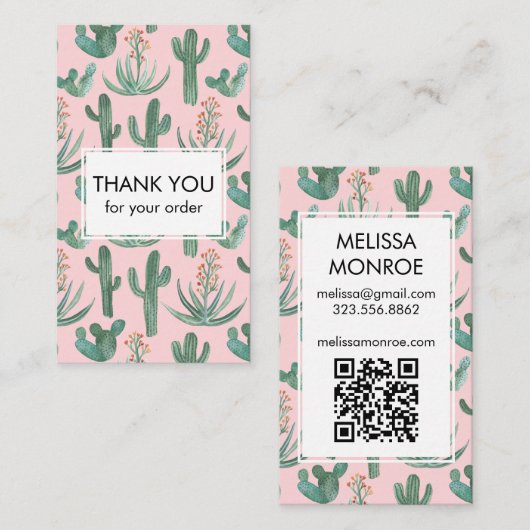 Chic Cacti & Succulents QR Code Dank Visitenkarte (Vorne/Hinten)