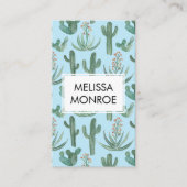 Chic Cacti & Succulents Watercolor QR Code Visitenkarte (Vorderseite)