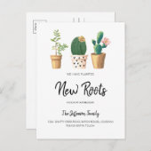 Chic Cactus Planted New Roots Moved Moving Ankündigungspostkarte (Vorne/Hinten)