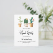 Chic Cactus Planted New Roots Moved Moving Ankündigungspostkarte (Stehend Vorderseite)