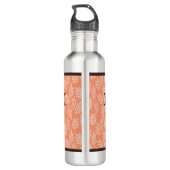 Chic Cadmium Orange Elegantes Leaf Muster und Name Trinkflasche (Rückseite)
