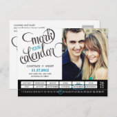 Chic Calendar Foto Save the Date Postkarte (Vorne/Hinten)