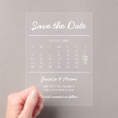 Chic Calendar Save the Date Elegante Moderne Karte Acryleinladungen (Insitu (Handheld))