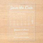 Chic Calendar Save the Date Elegante Moderne Karte Acryleinladungen (Vorderseite)
