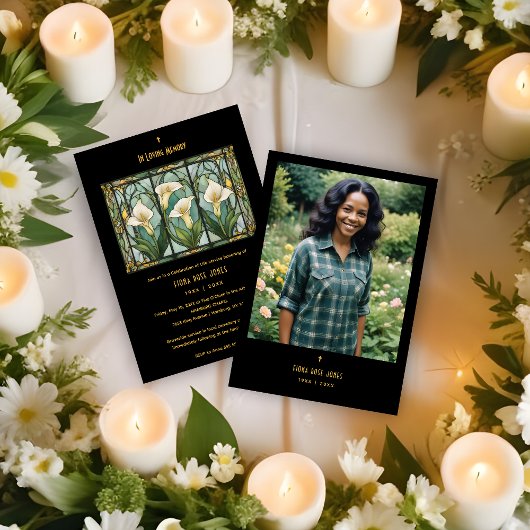 Chic Callas White Bouquet Stained Glass Photo Einladung