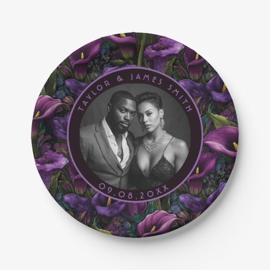 Chic Calle Lilies Teller für einfache Hochzeitsfei (Vorderseite)