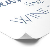 Chic Calligrafie | Dusty Blue Wine Flasche Zeichen Poster (Ecke)