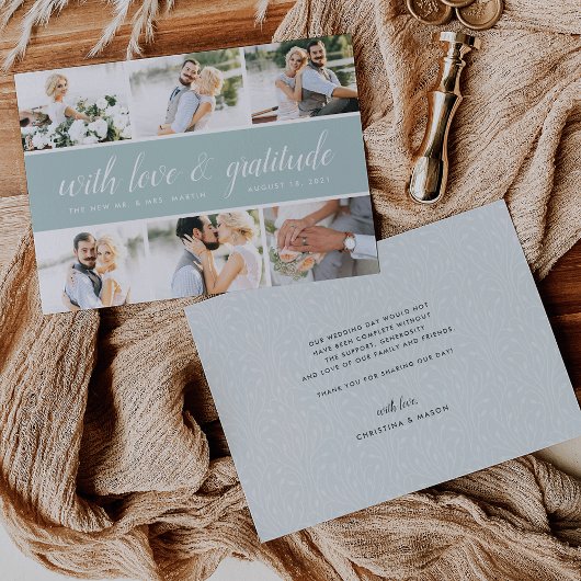 Chic Calligrafie | Foto Collage Wedding Vielen Dan Dankeskarte