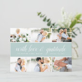 Chic Calligrafie | Foto Collage Wedding Vielen Dan Dankeskarte (Stehend Vorderseite)