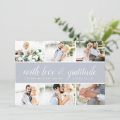 Chic Calligrafie | Foto Collage Wedding Vielen Dan Dankeskarte (Stehend Vorderseite)