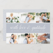 Chic Calligrafie | Foto Collage Wedding Vielen Dan Dankeskarte (Vorne/Hinten)