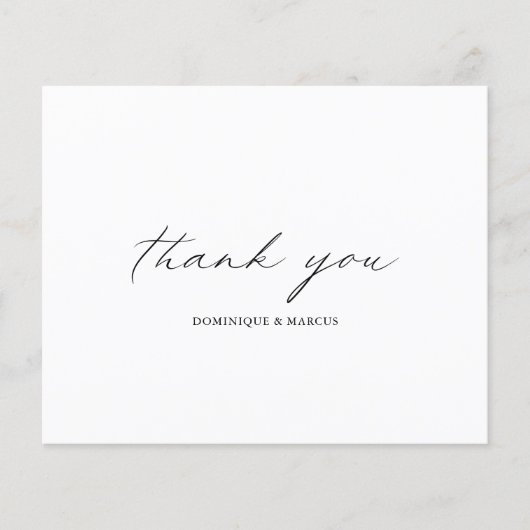 Chic Calligrafy Budget Wedding Danke Karte (Vorderseite)