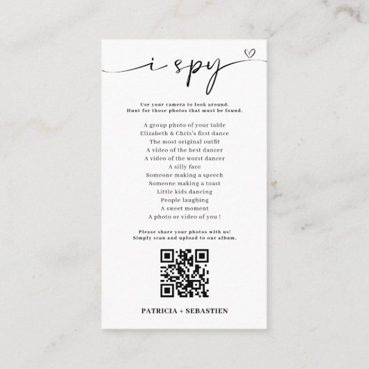 Chic Calligrafy Capture the Liebe QR Code Begleitkarte (Rückseite)