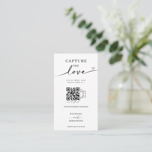 Chic Calligrafy Capture the Liebe QR Code Begleitkarte (Stehend Vorderseite)