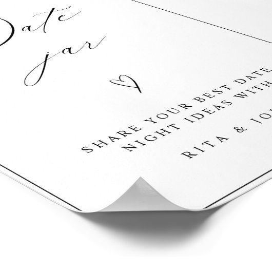 Chic Calligrafy Date Jar Ideas Wedding Sign Poster (Ecke)
