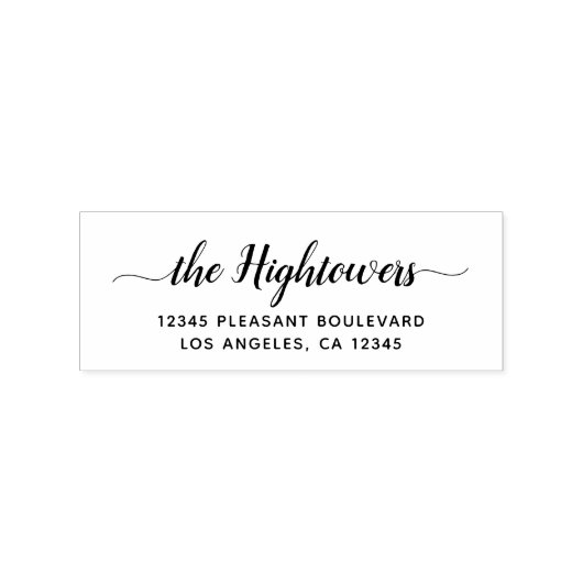 Chic Calligrafy Family Name Swash Rücksendeadresse Gummistempel (Prägung)