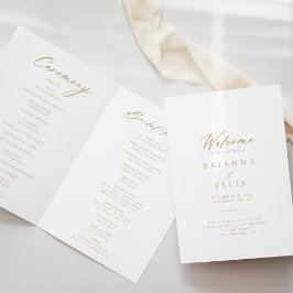 Chic Calligrafy Gold geflochtene Hochzeit Programm