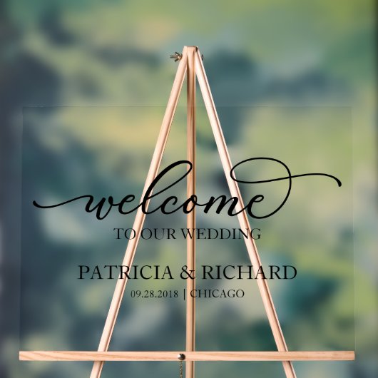 Chic Calligrafy Herzlich willkommen auf unserem Ze Acrylschild (Neutral)