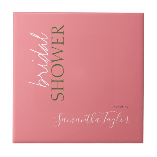 Chic Calligrafy Minimalistisch Brautparty Fliese (Vorderseite)