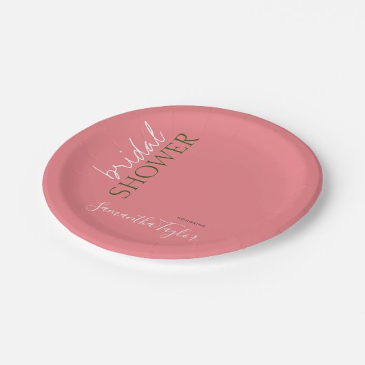 Chic Calligrafy Minimalistisch Brautparty Pappteller (Schrägansicht)