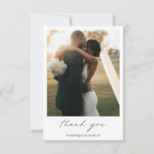 Chic Calligrafy Minimalistisch Foto Simple Wedding Dankeskarte