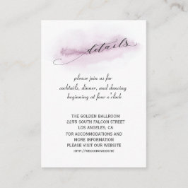 Chic Calligrafy Pink Watercolor Hochzeitdetails Begleitkarte